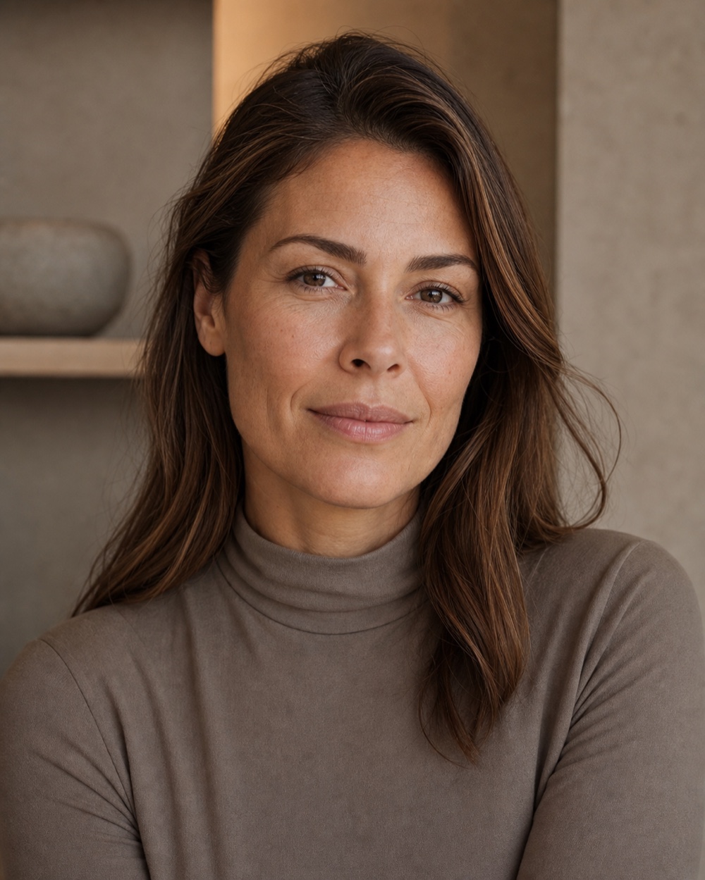 Western woman with natural skin texture